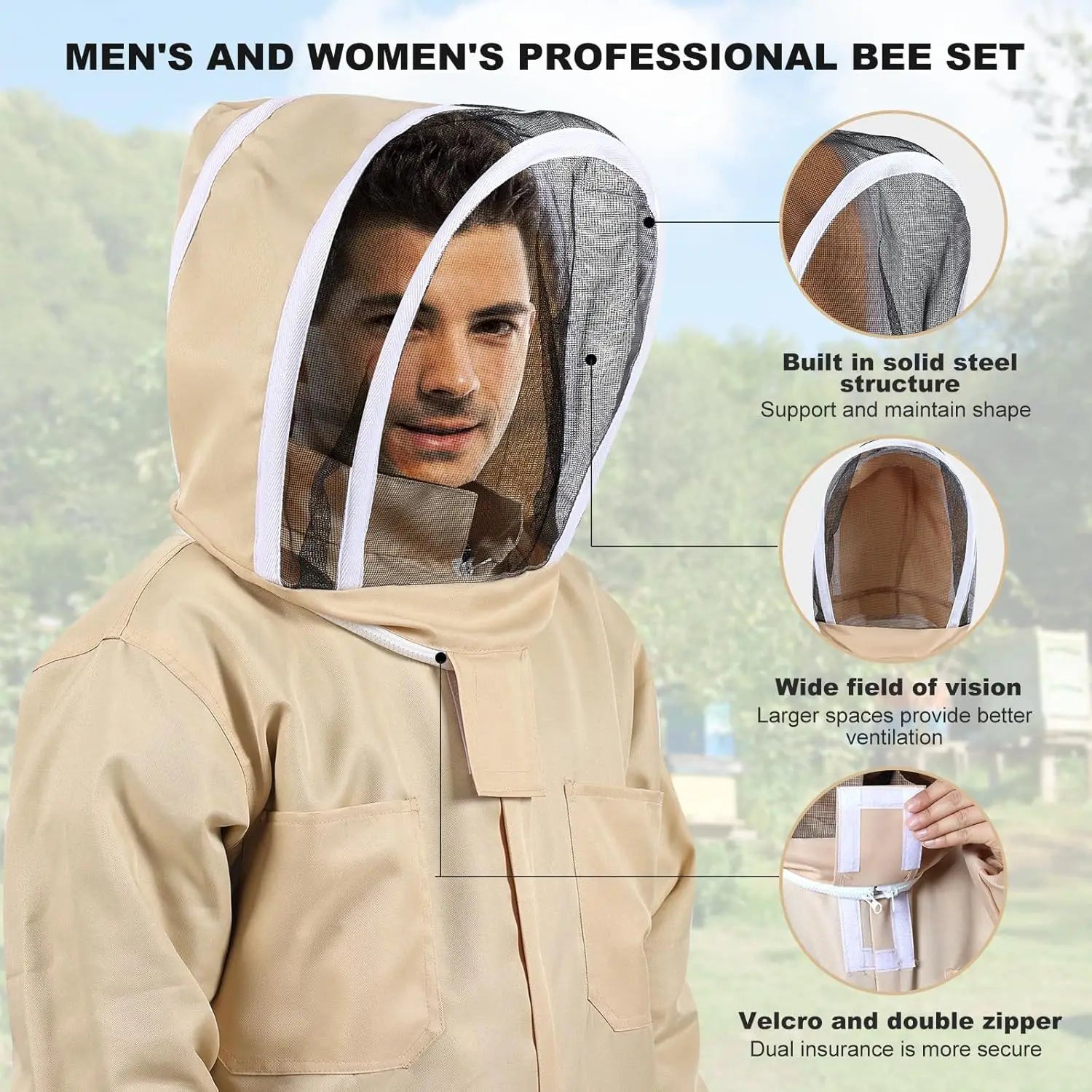 Ensemble apiculteur et apicultrice professionnel ventilé corps complet  avec gants coton