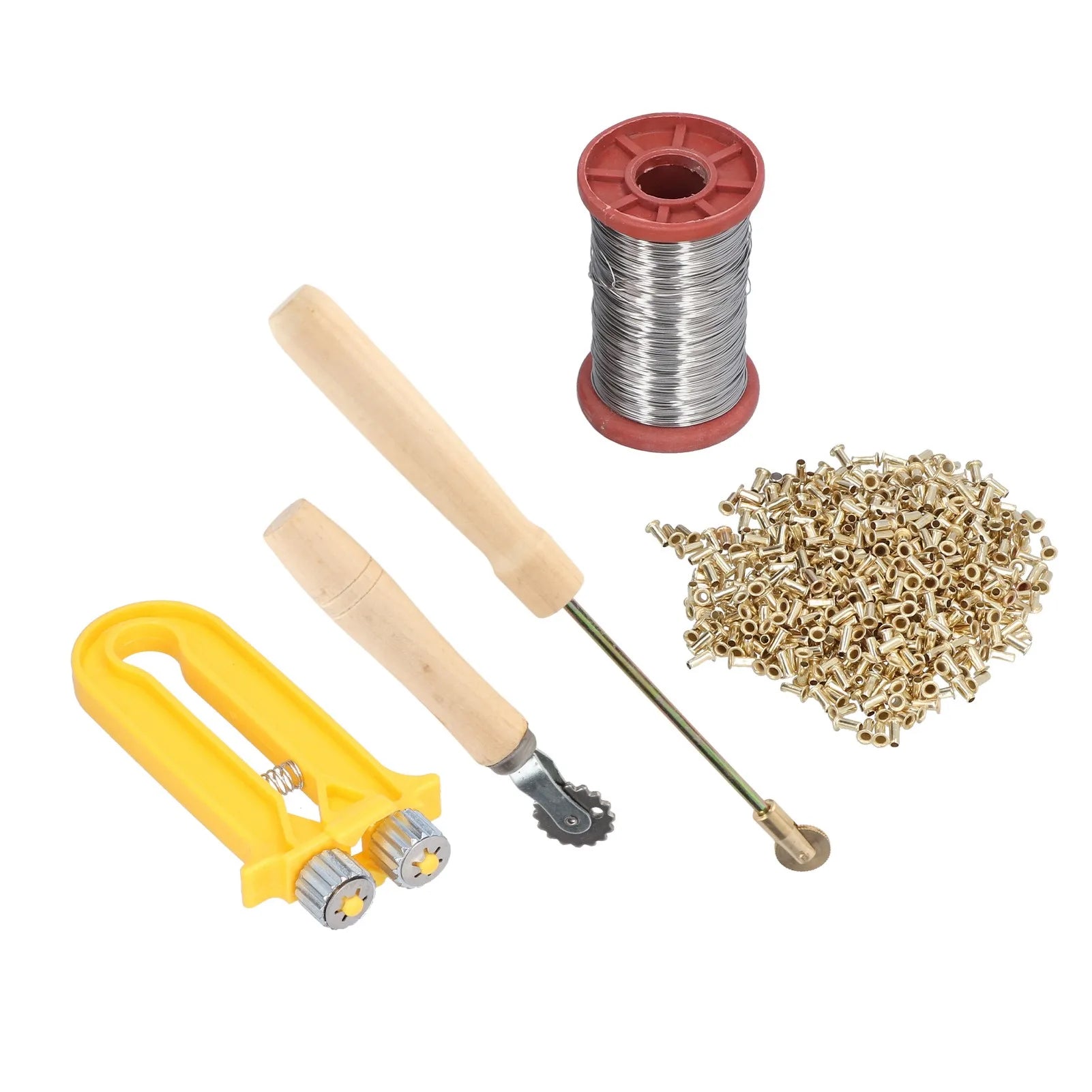 Kit de démarrage pour apiculture : Enfileur de fil, tendeur de fil pour ruche avec œillets en cuivre, fils de fer.