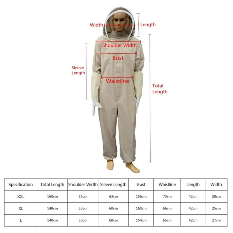 Combinaison de maintien et de protection ventilé pour apiculture. Ensemble professionnel : tenue + gants