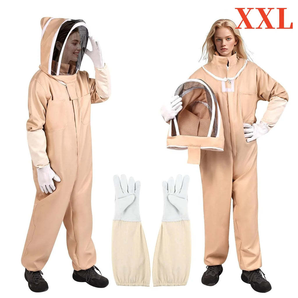 Ensemble apiculteur et apicultrice professionnel ventilé corps complet  avec gants coton