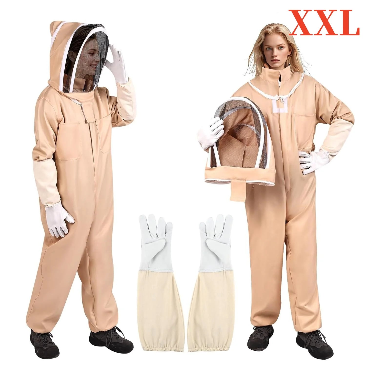 Ensemble apiculteur et apicultrice professionnel ventilé corps complet  avec gants coton