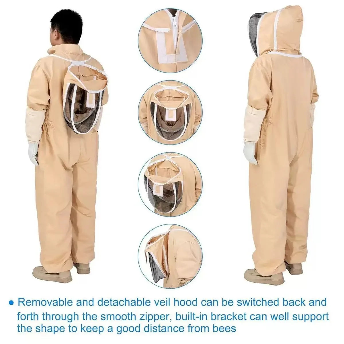 Ensemble apiculteur et apicultrice professionnel ventilé corps complet  avec gants coton