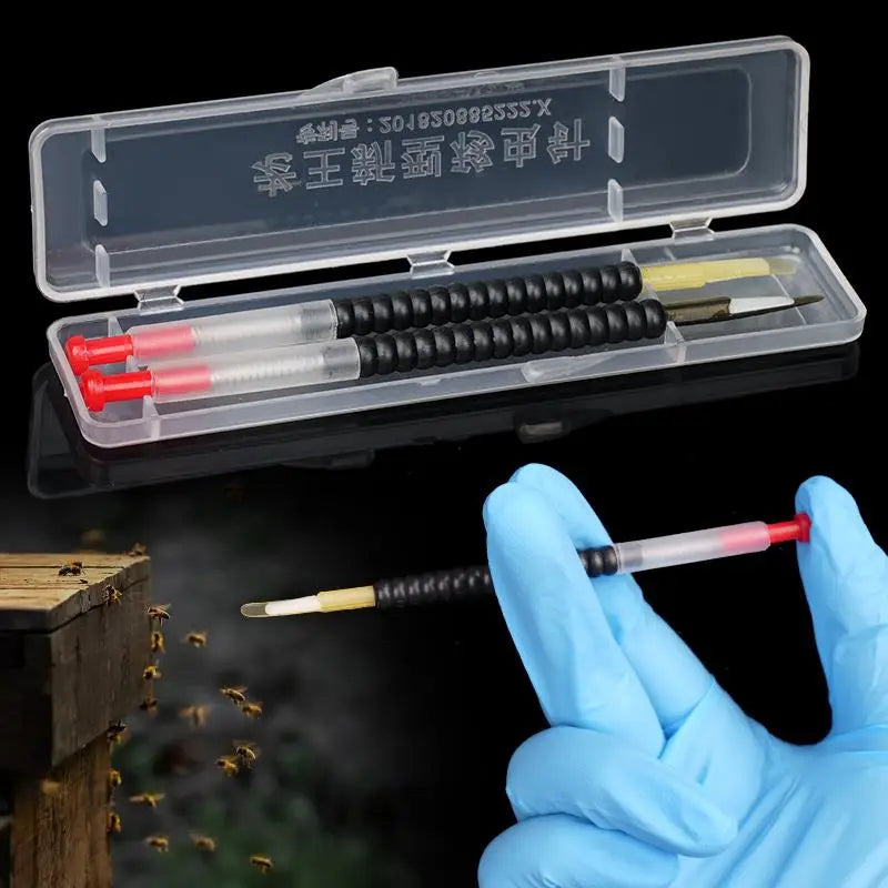 Aiguille de transfert de larves d'abeille reine, 2 pièces, greffage rétractable à ressort, outils en plastique, équipement pour apiculteur