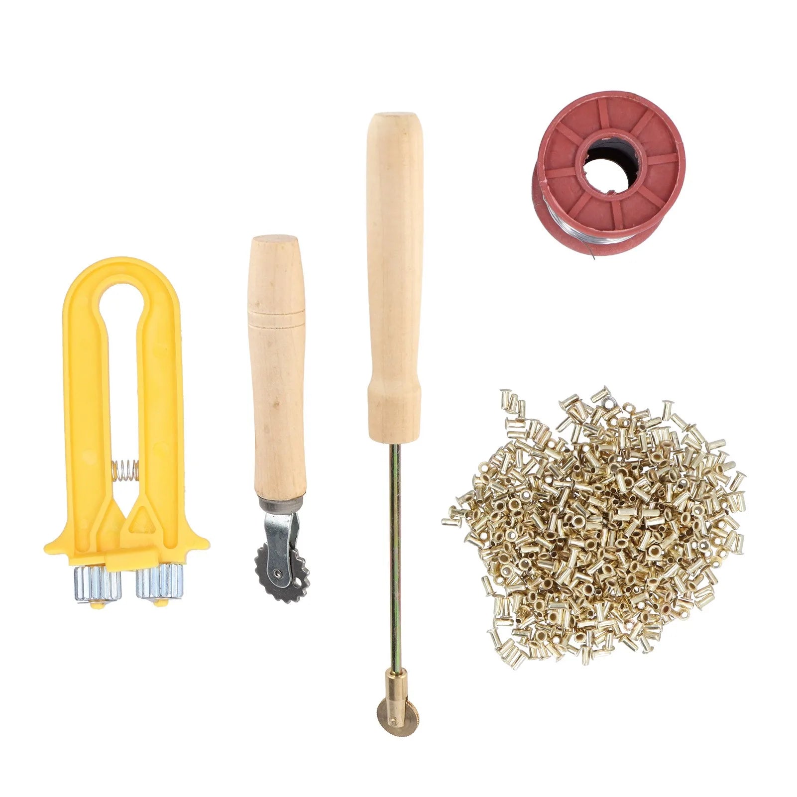 Kit de démarrage pour apiculture : Enfileur de fil, tendeur de fil pour ruche avec œillets en cuivre, fils de fer.