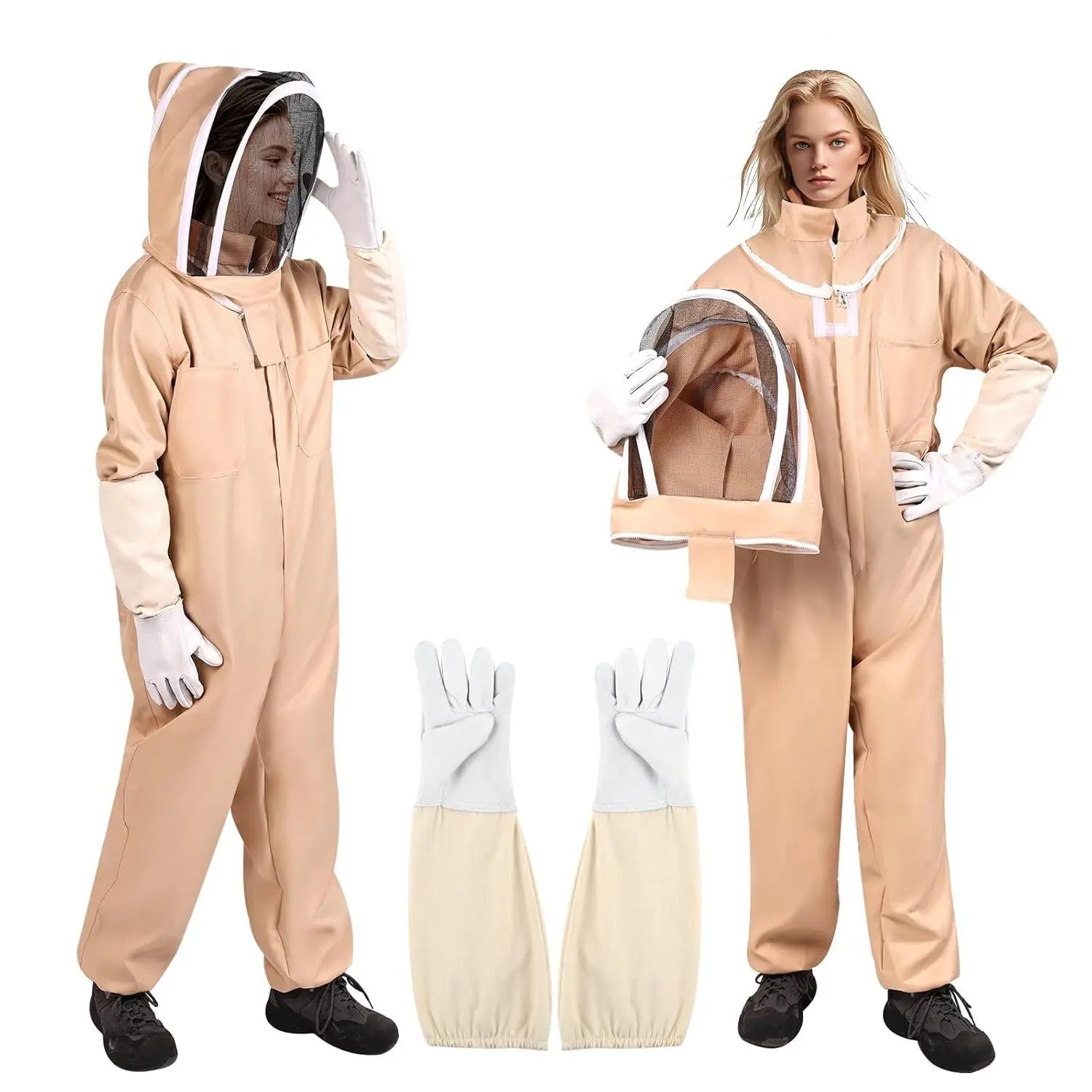 Ensemble apiculteur et apicultrice professionnel ventilé corps complet  avec gants coton